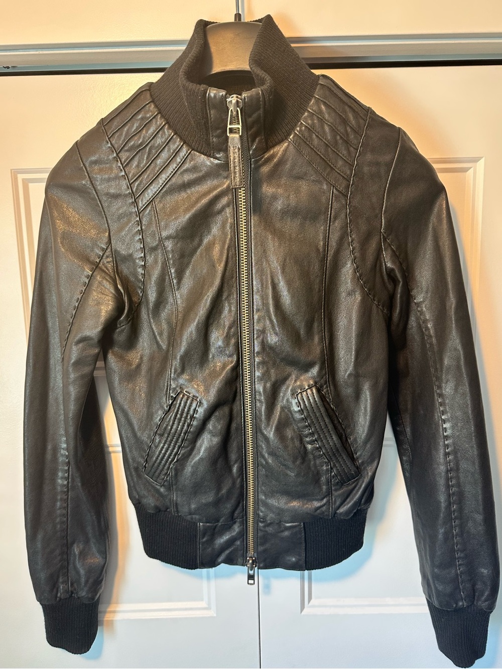 VINTAGE Mackage x Aritzia Lambskin Leather Jacket Black XS Bomber Moto Y2K RARE